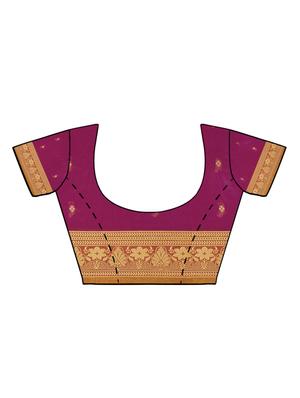floral zari motif purple woven saree with blouse - 15876972 - Standard Image - 3