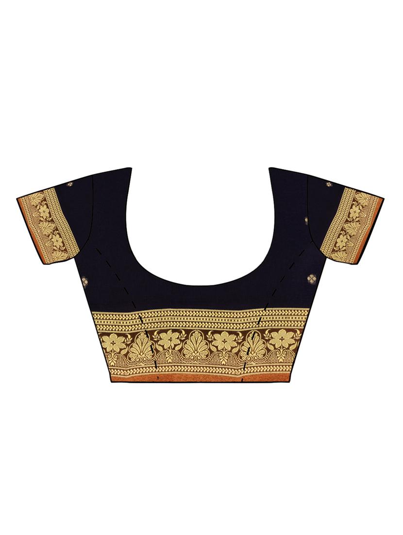 floral zari motif woven saree with blouse - 15876973 - Zoom Image - 3