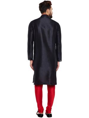 black dupion kurta pyjama set - 15877927 - Standard Image - 3