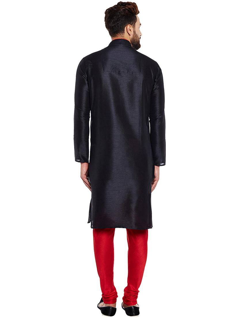 black dupion kurta pyjama set - 15877927 - Zoom Image - 3