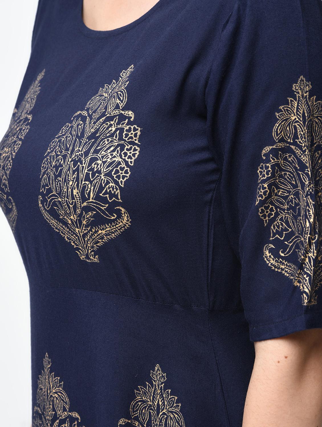 Flared block print kurta - 15879121 - Zoom Image - 6