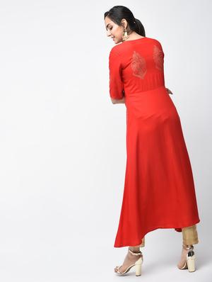 flared block print kurta - 15879123 - Standard Image - 3