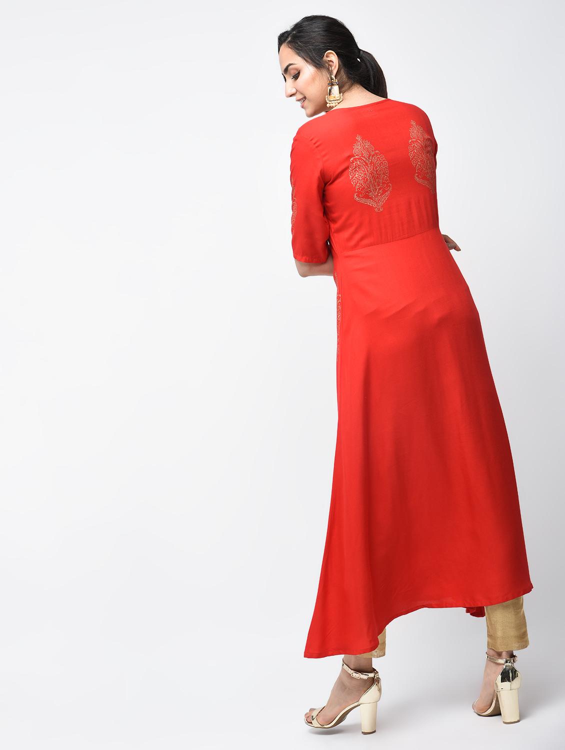 flared block print kurta - 15879123 - Zoom Image - 3