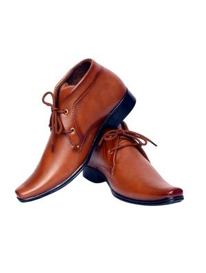 tan leatherette lace-up derbys - 15879362 - Standard Image - 3
