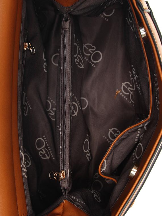 brown leatherette (pu) regular satchel - 15880463 - Zoom Image - 3
