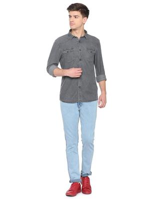 grey cotton casual shirt - 15880713 - Standard Image - 3