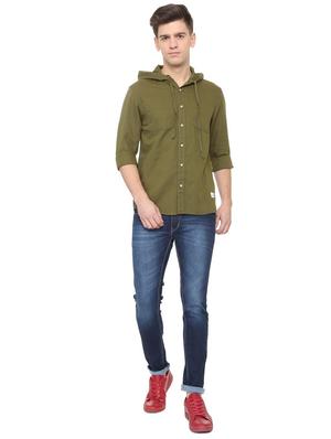 green solid casual shirt - 15880742 - Standard Image - 3