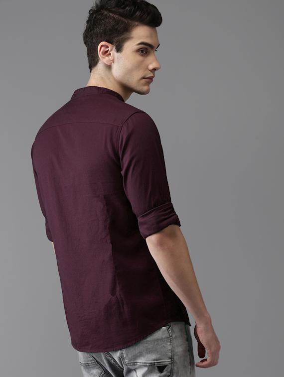 purple solid casual shirt - 15881765 - Zoom Image - 3