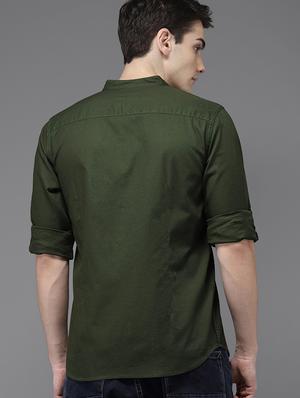 green solid casual shirt - 15881766 - Standard Image - 3