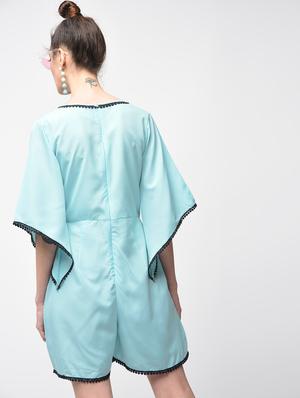 contrast lace pleated romper - 15881785 - Standard Image - 3