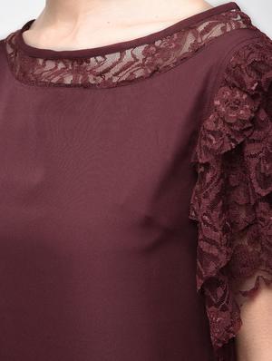 laced panel ruffle detail top - 15881803 - Standard Image - 6