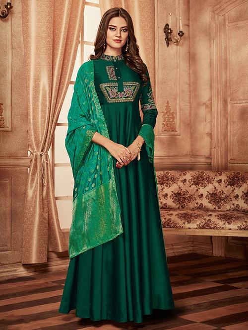 Embroidered stitched flared suit - 15882475 - Standard Image - 1