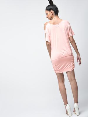 cut out sleeved drop waist dress - 15882527 - Standard Image - 3