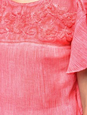 embroidered yoke lace insert top - 15882552 - Standard Image - 6