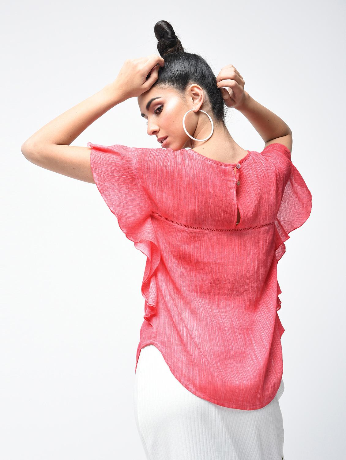 embroidered yoke lace insert top - 15882552 - Zoom Image - 3
