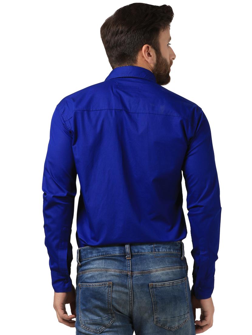 blue solid casual shirt - 15883505 - Zoom Image - 3