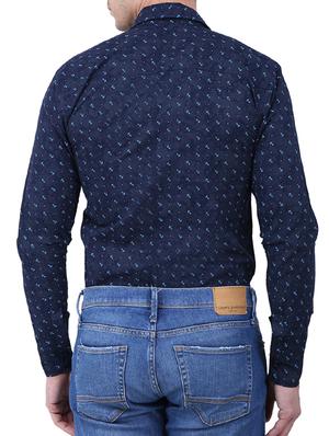 navy blue printed casual shirt - 15883581 - Standard Image - 3