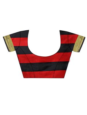 Color block zari bordered saree with blouse - 15885199 - Standard Image - 3