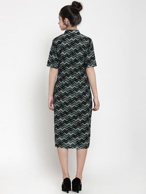 chevron button detail a-line dress - 15885306 - Standard Image - 3