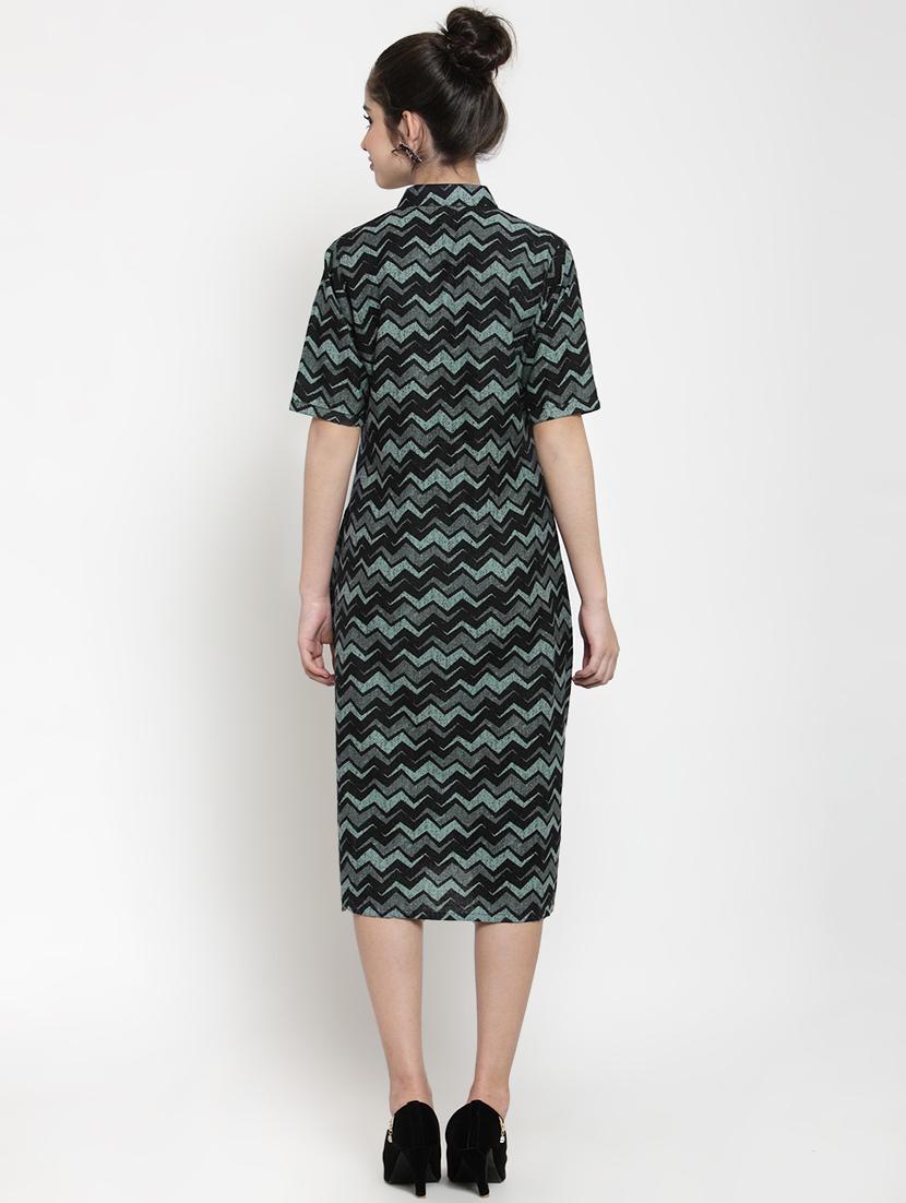chevron button detail a-line dress - 15885306 - Zoom Image - 3