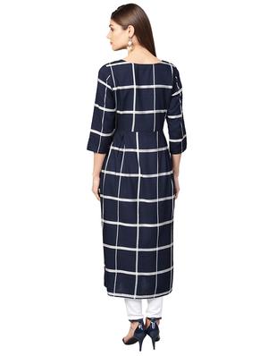 checkered a-line kurta - 15887855 - Standard Image - 3
