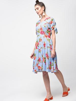 blue viscose skater dress - 15888114 - Standard Image - 3