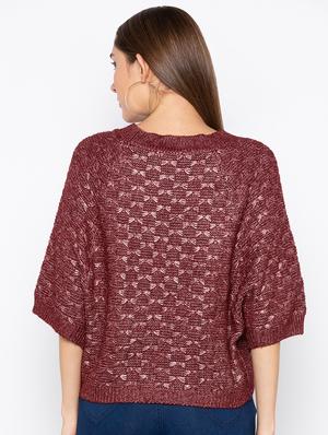 ribbed edge round neck pullover - 15890361 - Standard Image - 3
