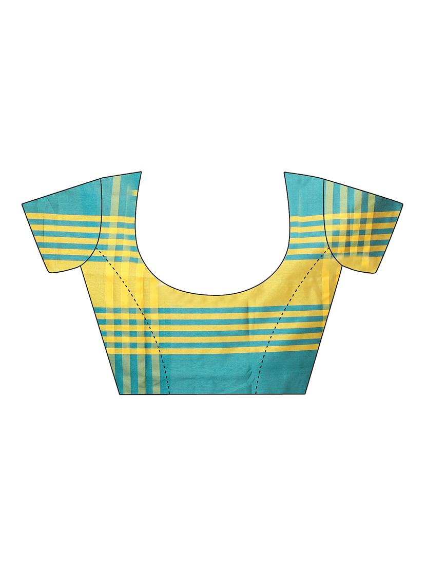 striped woven saree with blouse - 15890570 - Zoom Image - 3