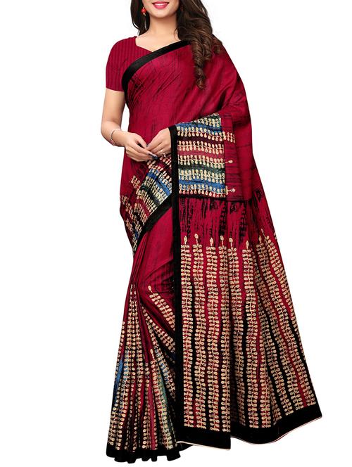 printed bordered saree with blouse - 15890578 - Very Small Image - 1