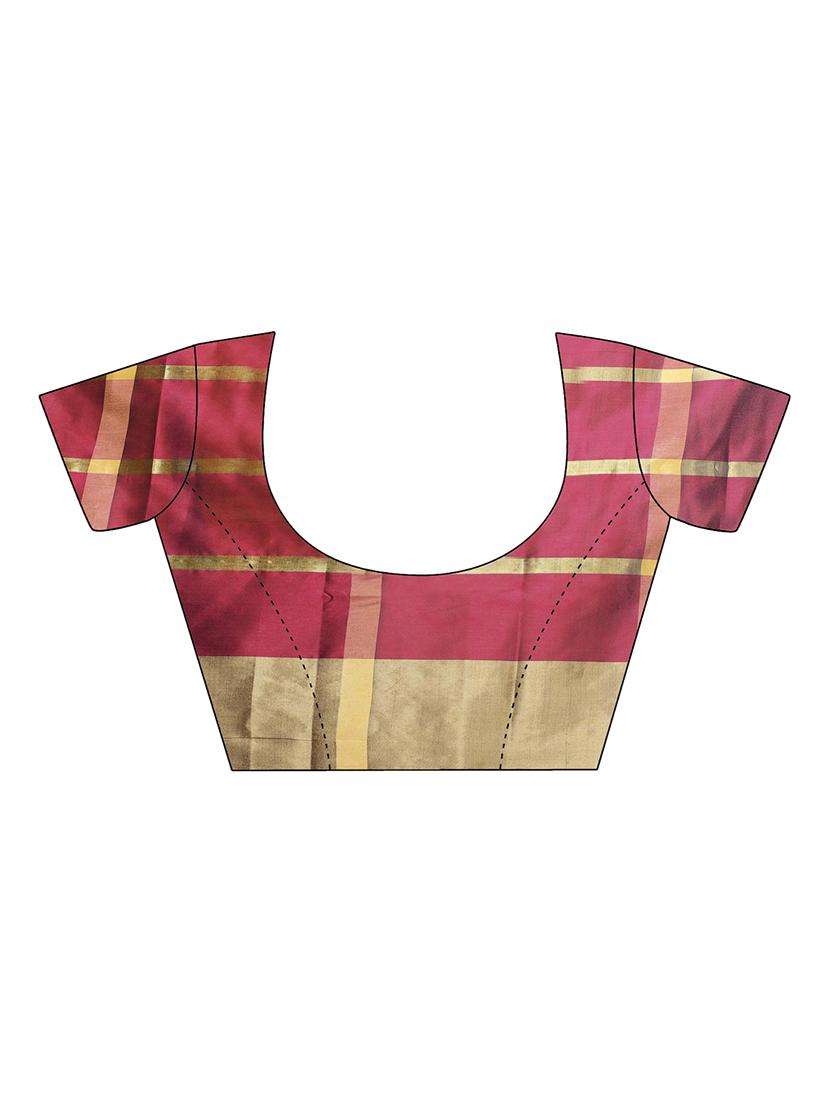 striped woven saree with blouse - 15890594 - Zoom Image - 3