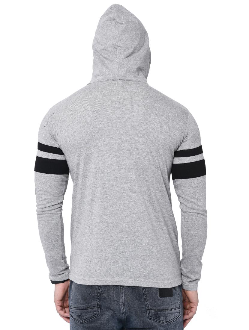 grey cotton hooded t-shirt - 15890612 - Zoom Image - 3