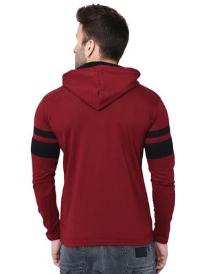 maroon cotton hooded t-shirt - 15890613 - Standard Image - 3