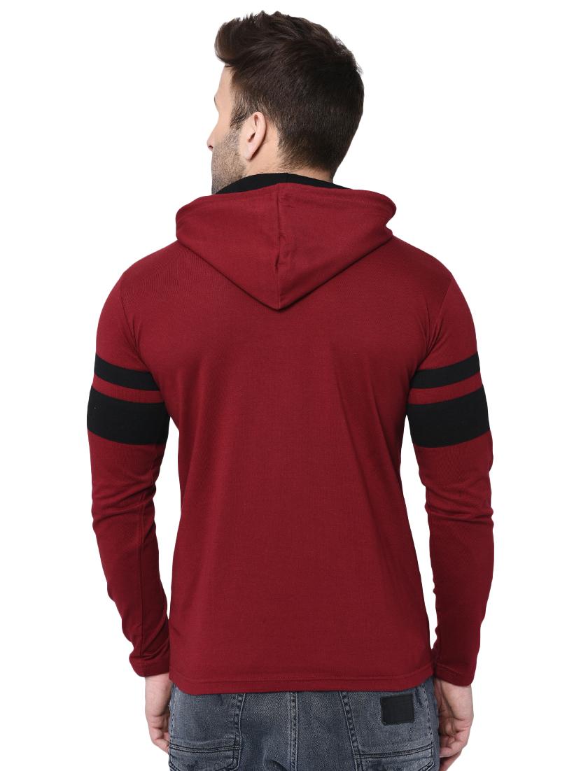 maroon cotton hooded t-shirt - 15890613 - Zoom Image - 3
