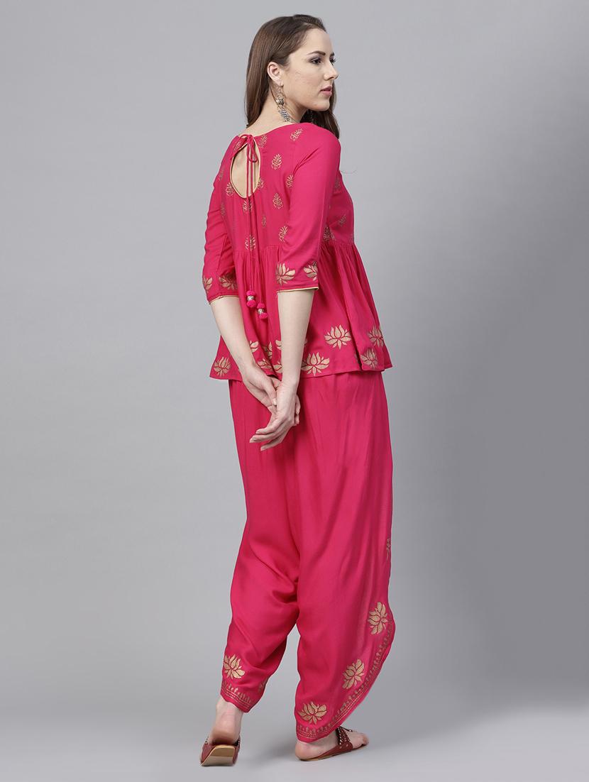 foil printed kurta with salwar set - 15891770 - Zoom Image - 3