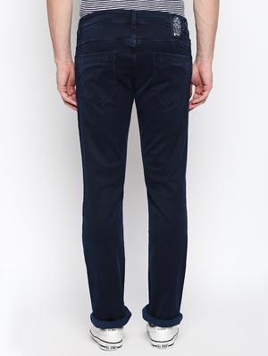 navy blue cotton blend plain jeans - 15893215 - Standard Image - 3
