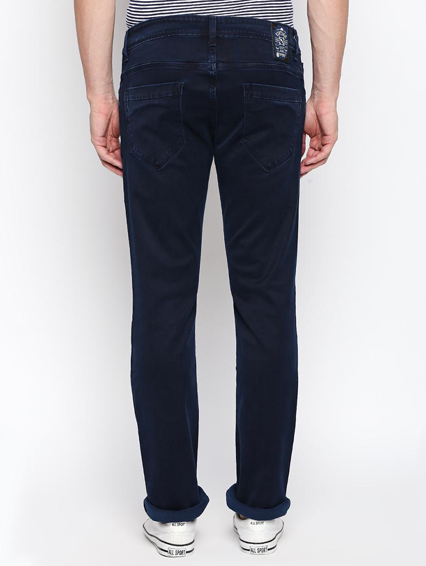 navy blue cotton blend plain jeans - 15893215 - Zoom Image - 3