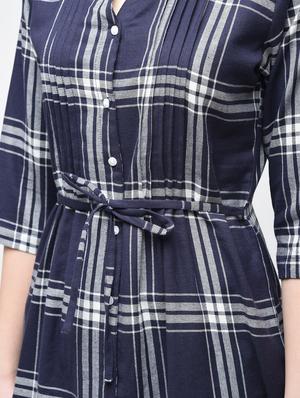 checkered pin tucks detail tunic - 15894148 - Standard Image - 6