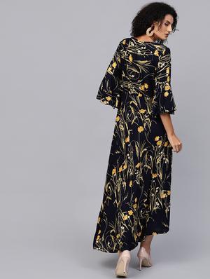 bell sleeves flared ethnic dress - 15894289 - Standard Image - 3
