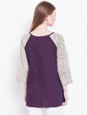 faux button detail raglan sleeved top - 15897107 - Standard Image - 3