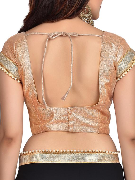 pearl lace border saree with blouse - 15897204 - Zoom Image - 3