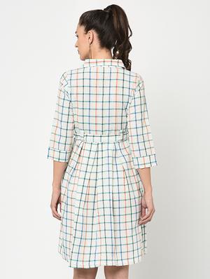 checkered tie belted dress - 15897377 - Standard Image - 3