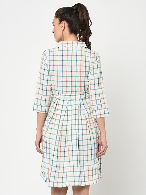 checkered tie belted dress - 15897377 - Zoom Image - 3