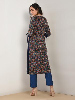 kalamkari printed straight kurta - 15897401 - Standard Image - 3