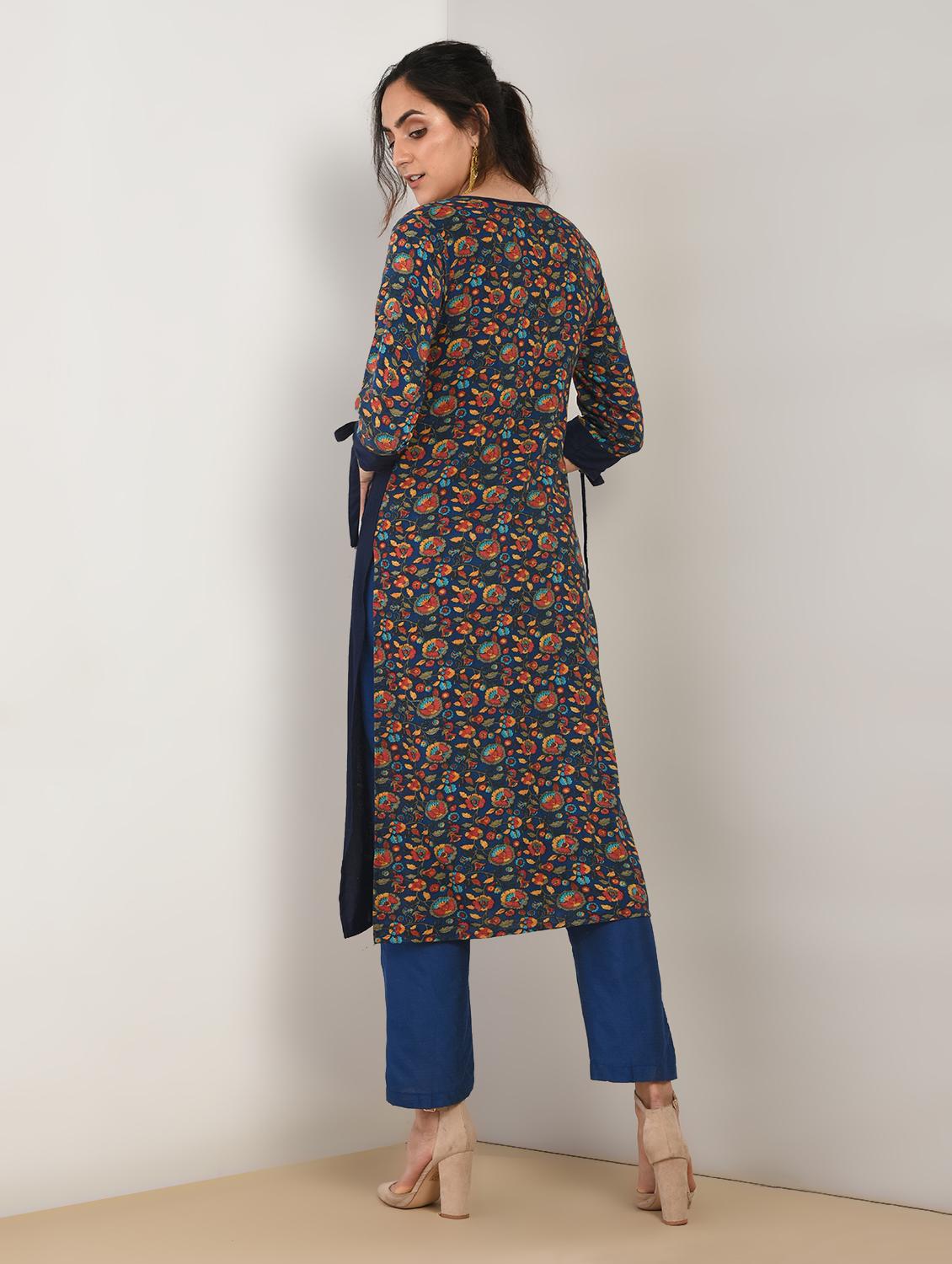kalamkari printed straight kurta - 15897401 - Zoom Image - 3