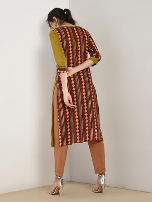 Block print straight kurta - 15897402 - Standard Image - 3