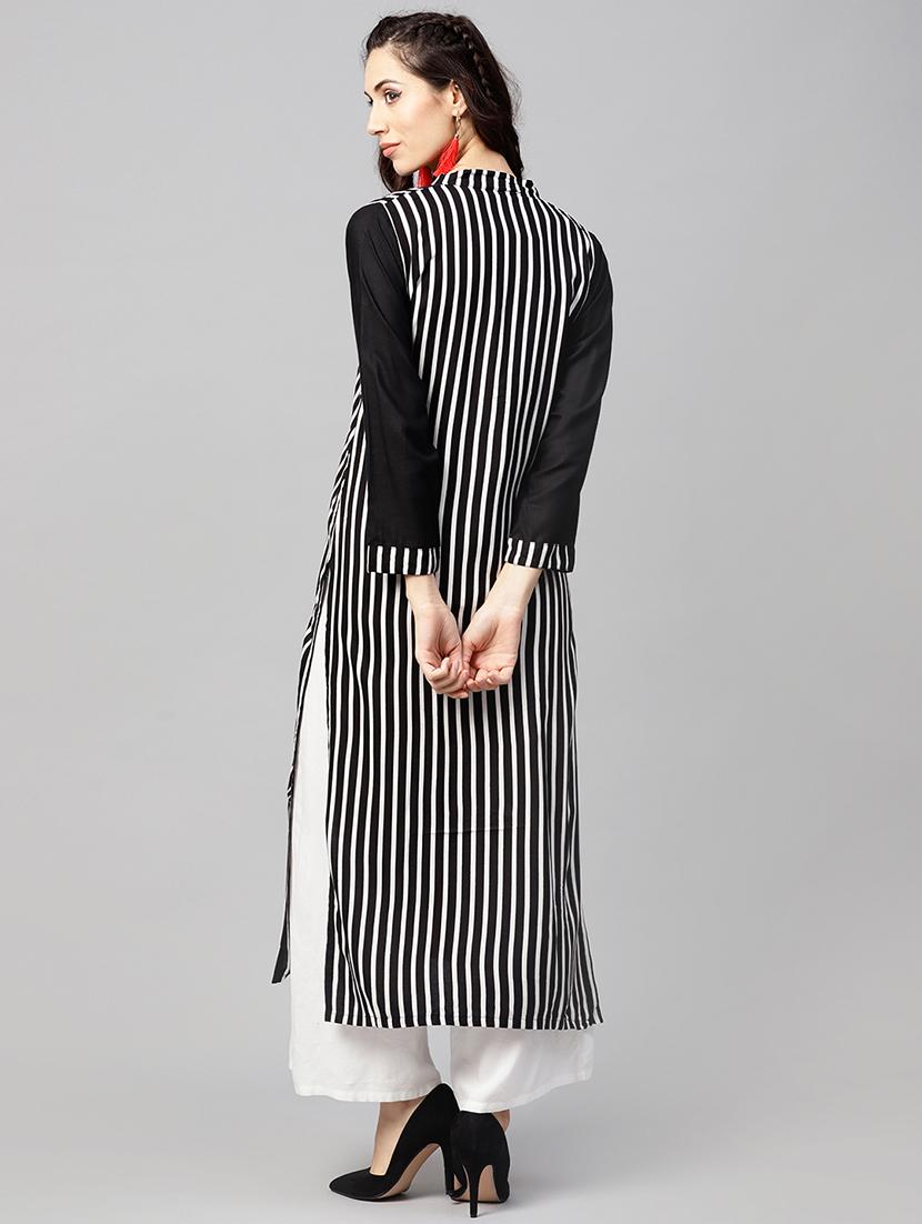 Stripes straight kurta - 15897806 - Zoom Image - 3