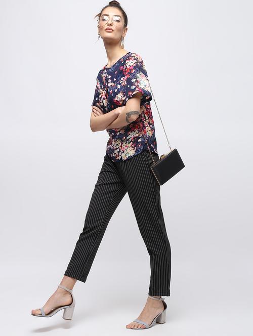pleated floral lace trim top - 15897845 - Standard Image - 1