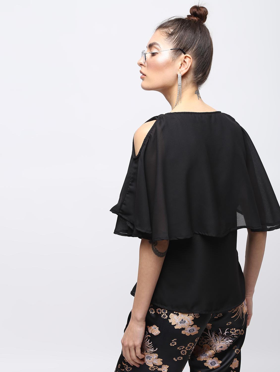 bow detail cold shoulder overlay top - 15897850 - Zoom Image - 3