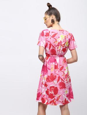 elasticated waist button detail dress - 15897879 - Standard Image - 3