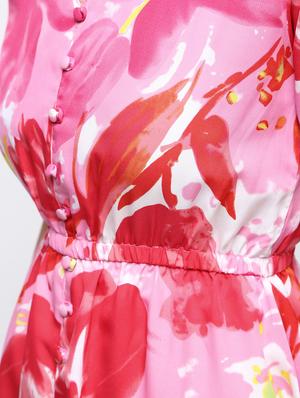 elasticated waist button detail dress - 15897879 - Standard Image - 6